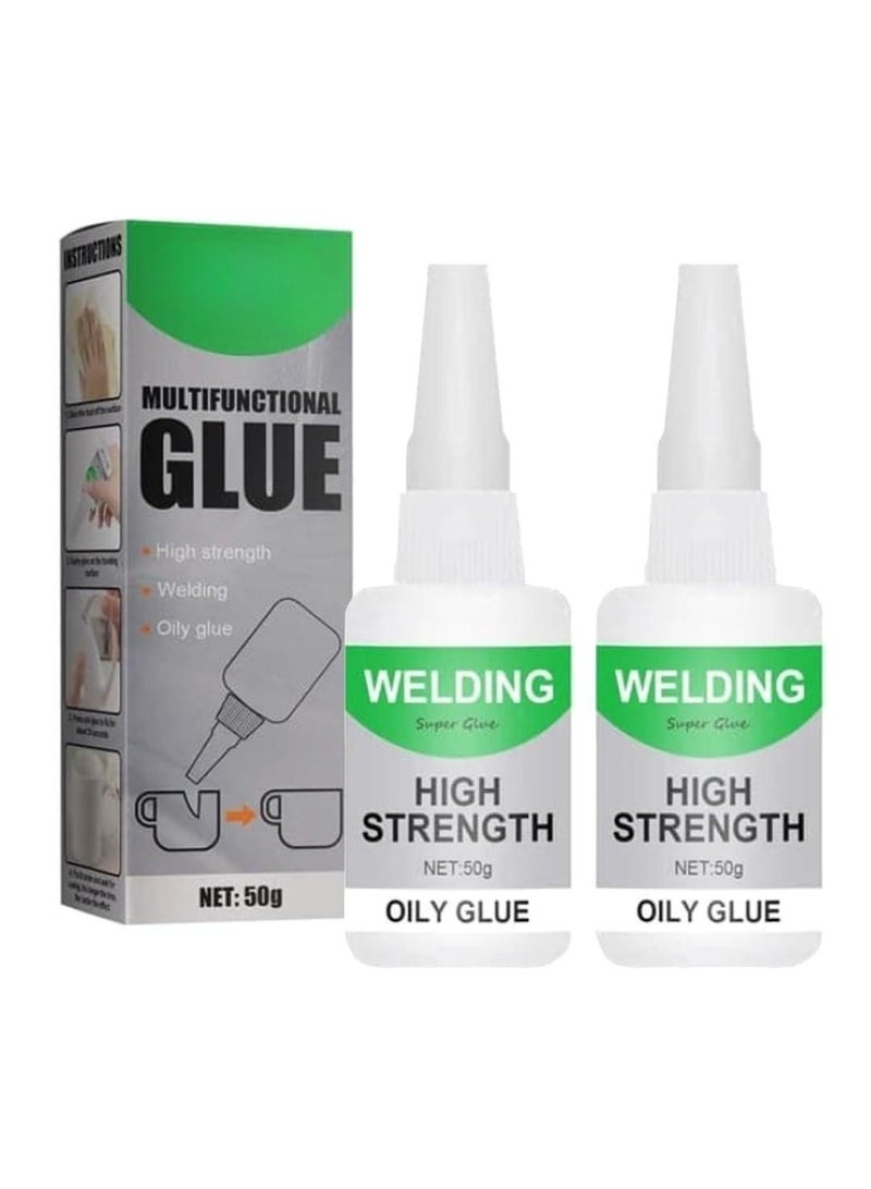 Zikra 2 Pcs Welding High-Strength Oily Glues, Multifunctional Powerful Universal Glue, Clear Oily Glue for Metal, Plastic, Wood, Ceramics, Leather, Glass (50 Grams/Bottle) - Image 1