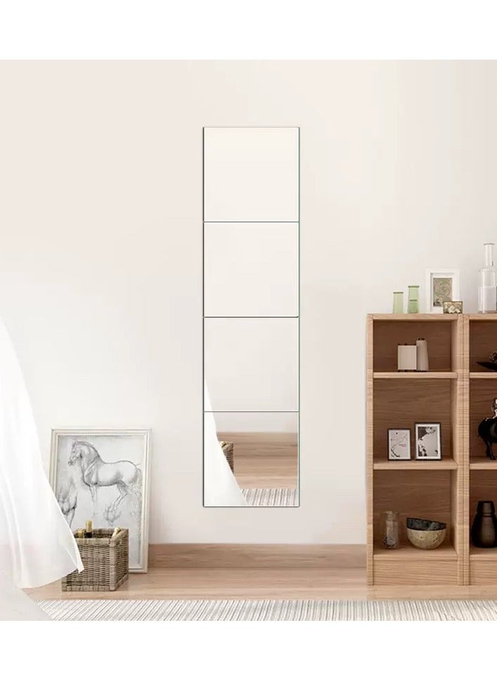 Wall Mounted Mirror Full Length Mirror Full Body Mirror for Bedroom, Self-Adhesive High-Definition Mirrors Dressing Mirror Makeup Mirror for Living Room Bedroom Dormitory（4PCS 22*22CM） - Image 3