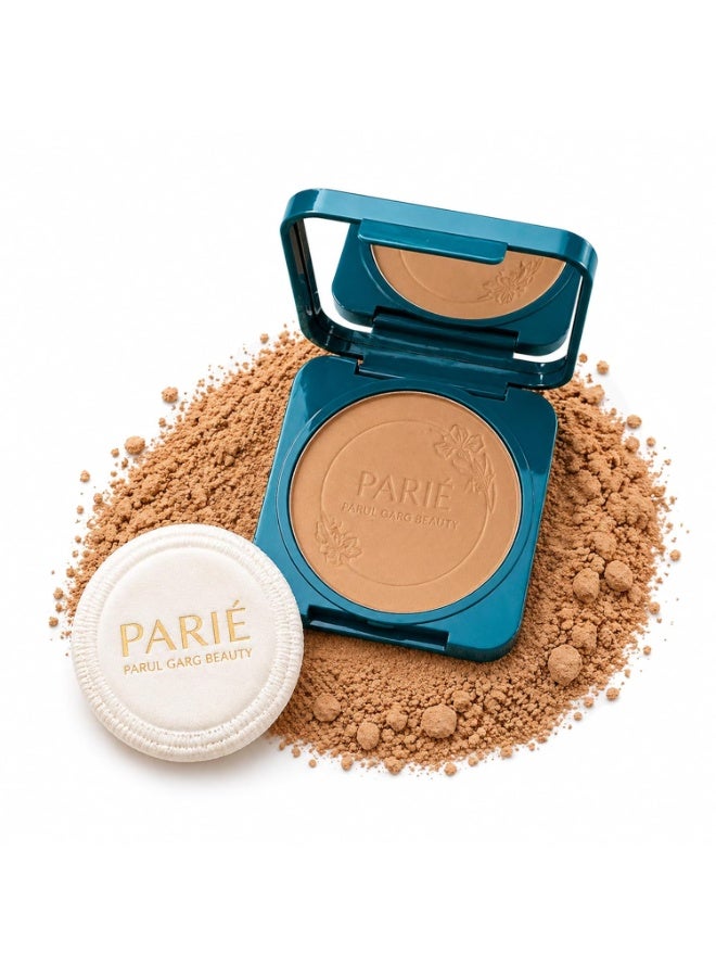 Parul Garg Beauty PARIE Compact | Oil Control Face Powder for Daily Wear | SPF 10 PA++, Matte Finish, Pore Blur, Vitamin E & Shea Butter | Includes Puff Applicator (Deep, 9g) - Image 1