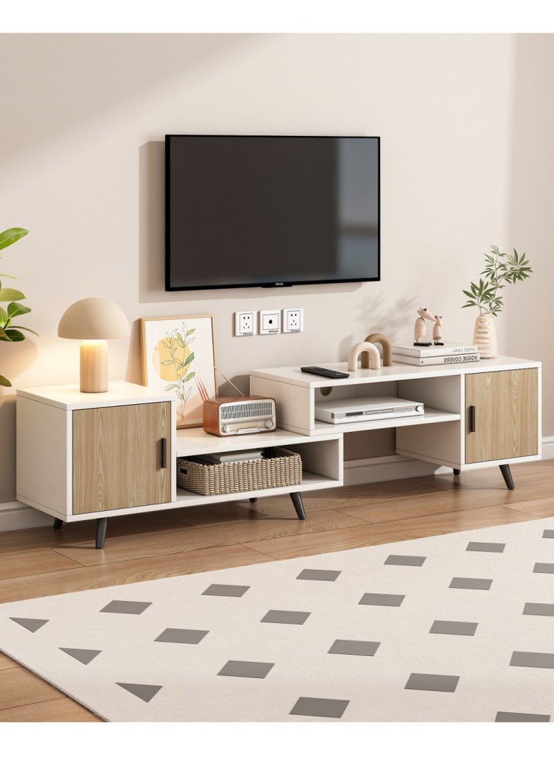 SHEIDLIN Adjustable Length TV Stand 140-190cm Modern Wooden TV Cabinet with Storage Cabinets Open Shelves for Living Room Home Entertainment Center - Image 1
