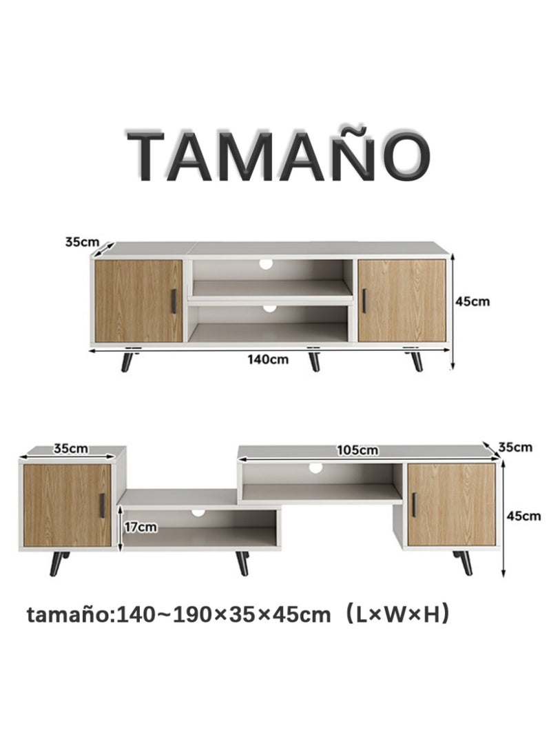 SHEIDLIN Adjustable Length TV Stand 140-190cm Modern Wooden TV Cabinet with Storage Cabinets Open Shelves for Living Room Home Entertainment Center - Image 3