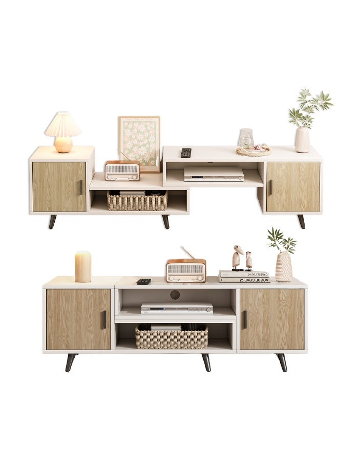 SHEIDLIN Adjustable Length TV Stand 140-190cm Modern Wooden TV Cabinet with Storage Cabinets Open Shelves for Living Room Home Entertainment Center - Image 5