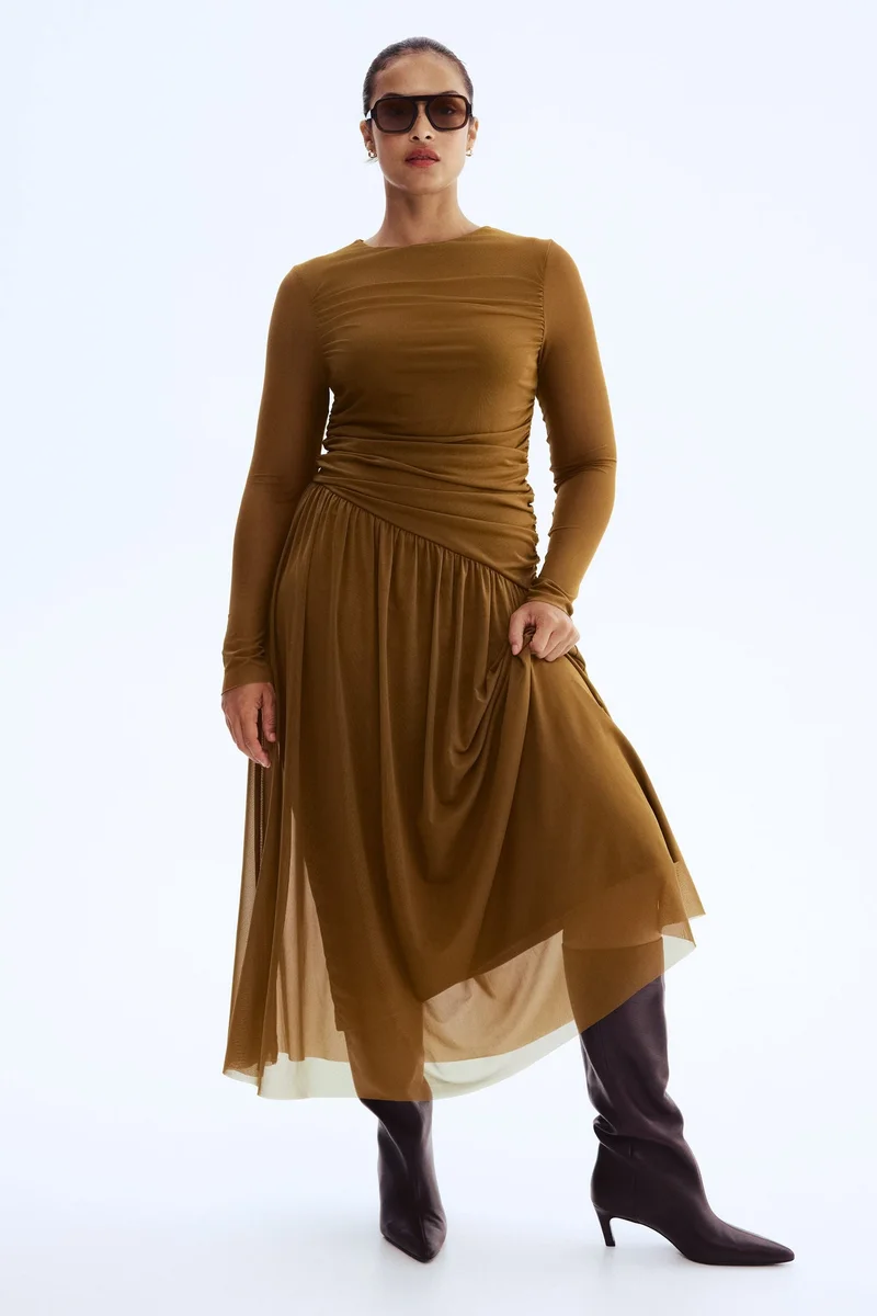 اتش اند ام فستان من نسيج شبكي