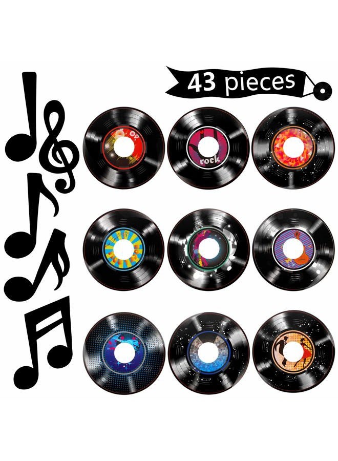 Gejoy 43 Pieces Music Party Decorations Music Notes Cutouts Musical Notes Silhouettes Record Cutouts Rock and Roll for 50's Theme Party Music Party Favors Baby Shower School Bulletin Board Craft Decor - Image 1
