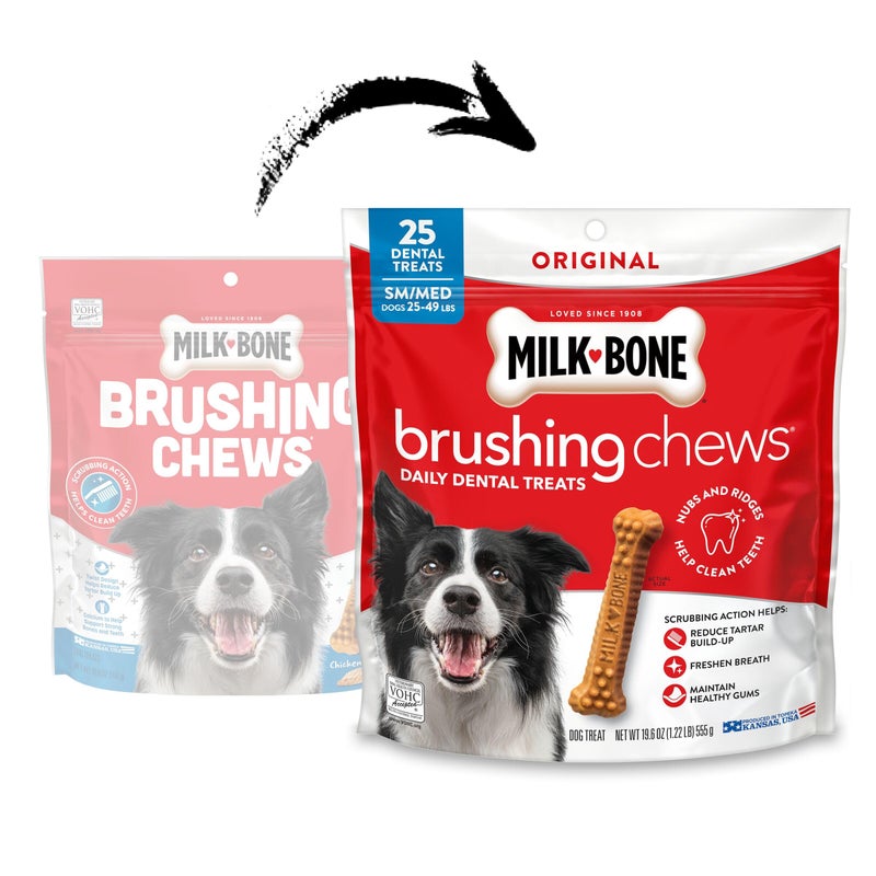 Milk-Bone Brushing Chews Original Chicken Flavor Daily Dental Dog Treats, Small/Medium, 19.6 Oz. Bag - Image 2
