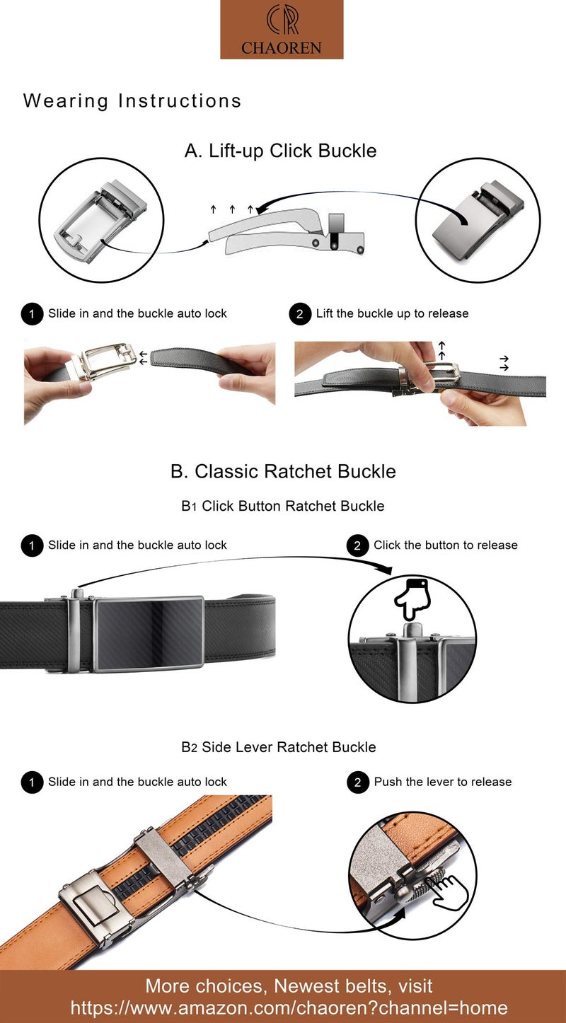 CHAOREN 40mm Ratchet Belt Buckle for 1 3/8 Slide Belt Strap, Click Buckle Adjustable Skeleton Shape - Image 4
