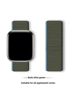 Suitable For Iwatch1-s9 Strap Light Mint/Ocean Blue Nylon Loop Velcro Wristband For Apple Watch Strap-Color:71# Dark Olive Green-Specifications:42/44/45/49mm
