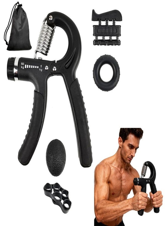 ZHENAN 5-60kg Adjustable Steel Hand Grip Strengthener 5PCS Kits for Forearm Fingers Wrist Workout | Resistance | Ergonomic Hand Exerciser for Men Women Combo Boxing Climbing - Image 1