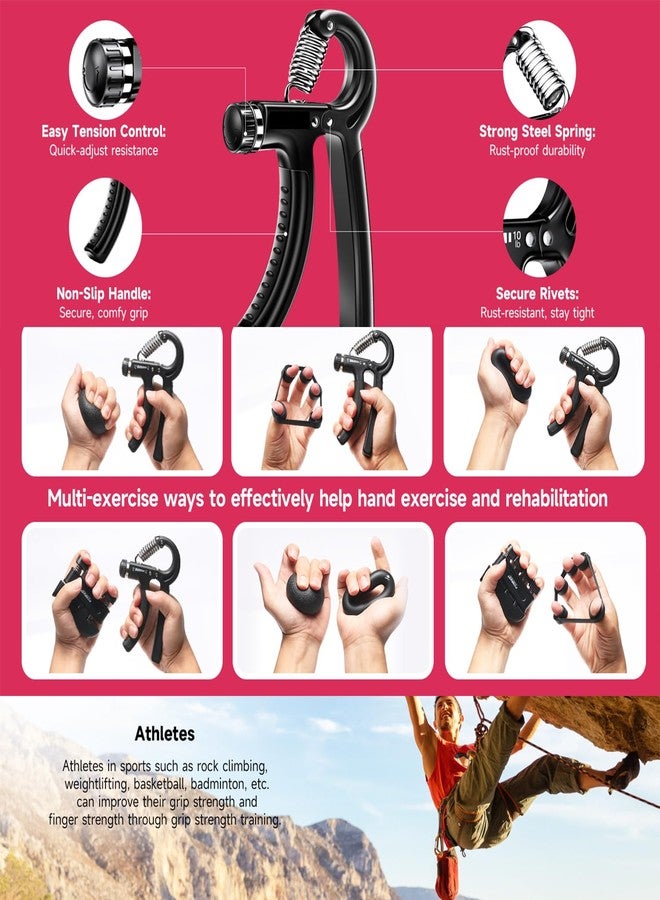 ZHENAN 5-60kg Adjustable Steel Hand Grip Strengthener 5PCS Kits for Forearm Fingers Wrist Workout | Resistance | Ergonomic Hand Exerciser for Men Women Combo Boxing Climbing - Image 2