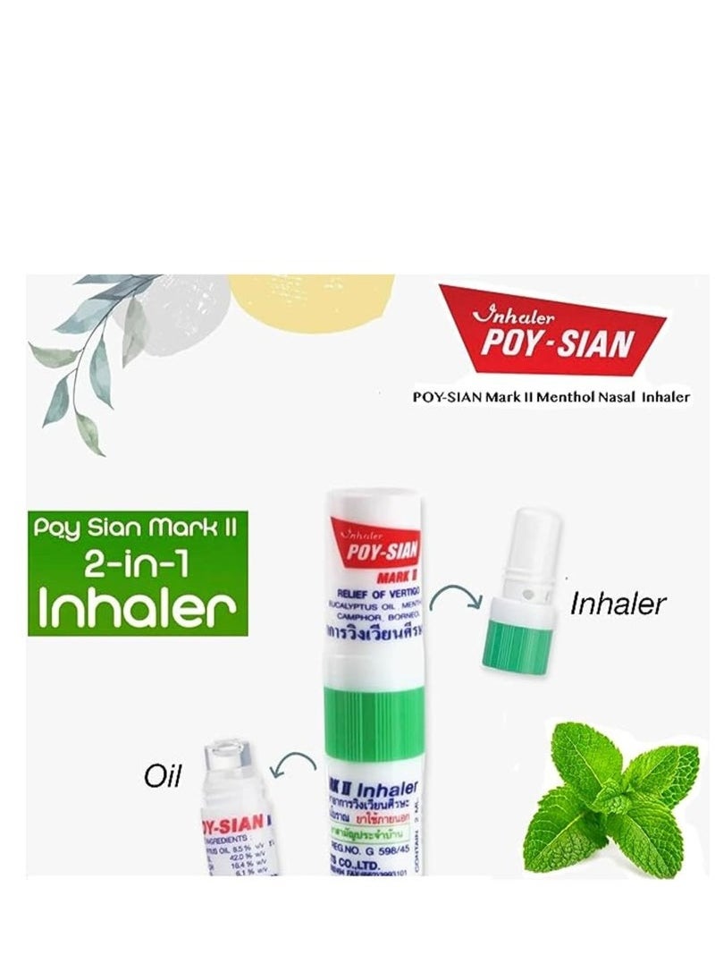 POY SIAN Mark II Menthol Aromatherapy Nasal Inhaler, Natural Herbal Remedy with Cooling Essential Oils Poysian (Pack of 6)  - Image 5
