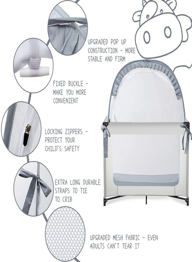 L RUNNZER Pack N Play Tent, Baby Pop Up Crib Tent to Keep Baby in, Crib Net for Pack and Plays, Mini Cribs & Play Yards (39.6" L x 27.6" W x 49.2" H) - Image 3
