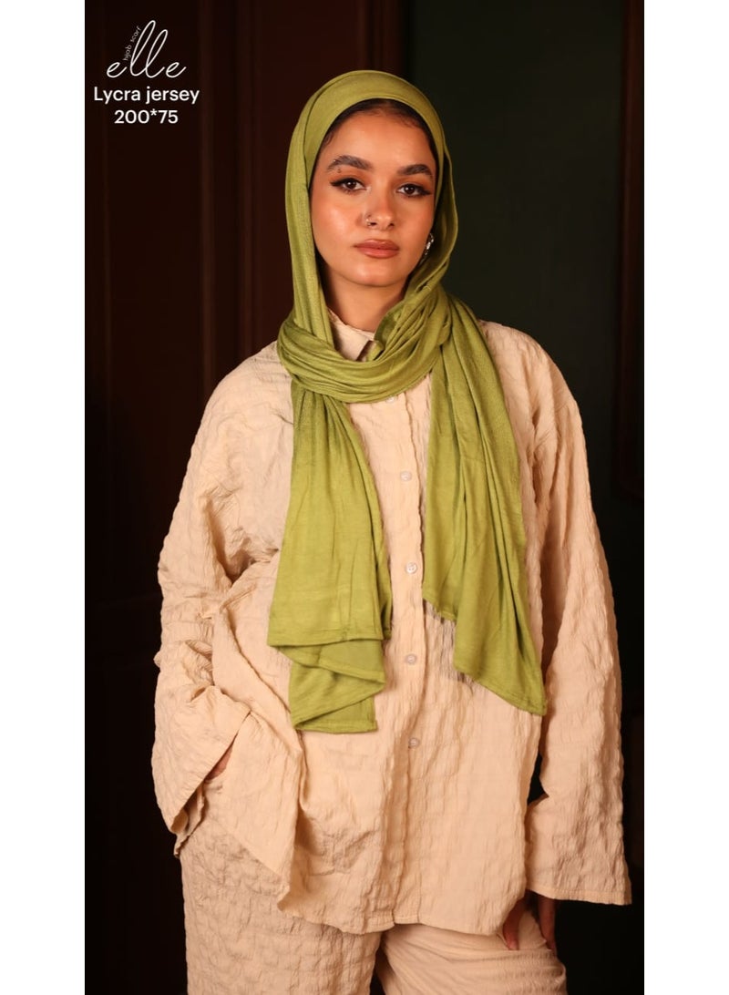 طرحة حجاب ليكرا جيرسي مع باندانه قطنية – وشاح إسلامي عصري ومريح - مقاس200×75 سم