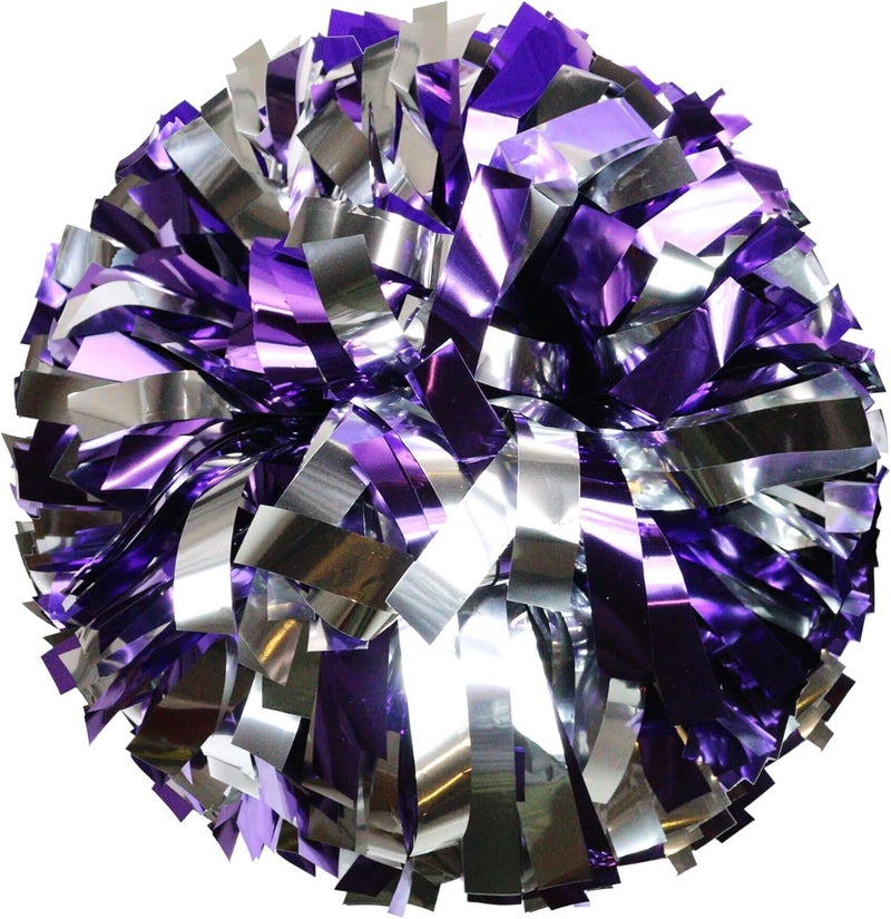 Danzcue 6 Inches Metallic Cheerleading Pom Pom with Baton Handle Pack of 2 - Image 1
