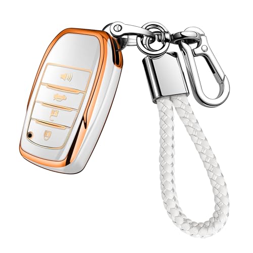 JOYEAR for Toyota Key Fob Cover with Key chain Compatible with 20252026 Camry 4Runner20192026 Land CruiserMirai20212026 Venza Hilux Grand Highlander Tundra BZ4XCorollaPriusGoldWhite - Image 1