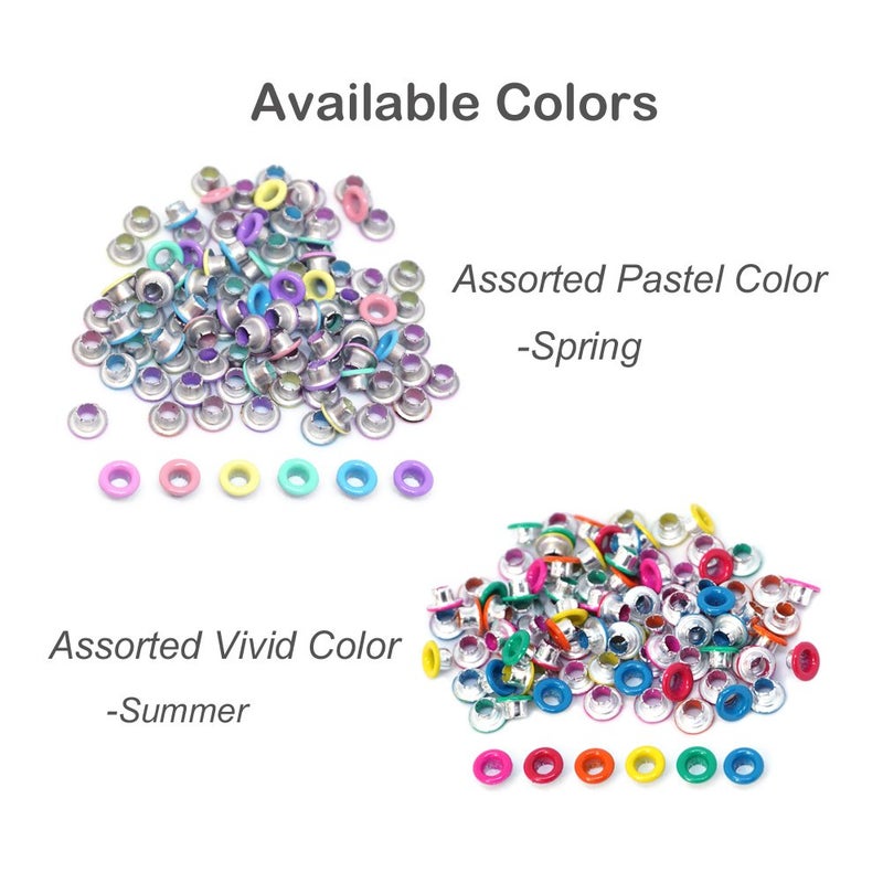 FoRapid 3mm/1/8 Aluminum Quicklet Eyelets-Scrapbooking/Birthday Wedding Greeting Holiday Card/Paper Craft/Luggage Cruise Tag/DIY Album/Clothing etc-Pre-Cut Back Slit Set with a Pen-84 PCS (Vivid) - Image 5