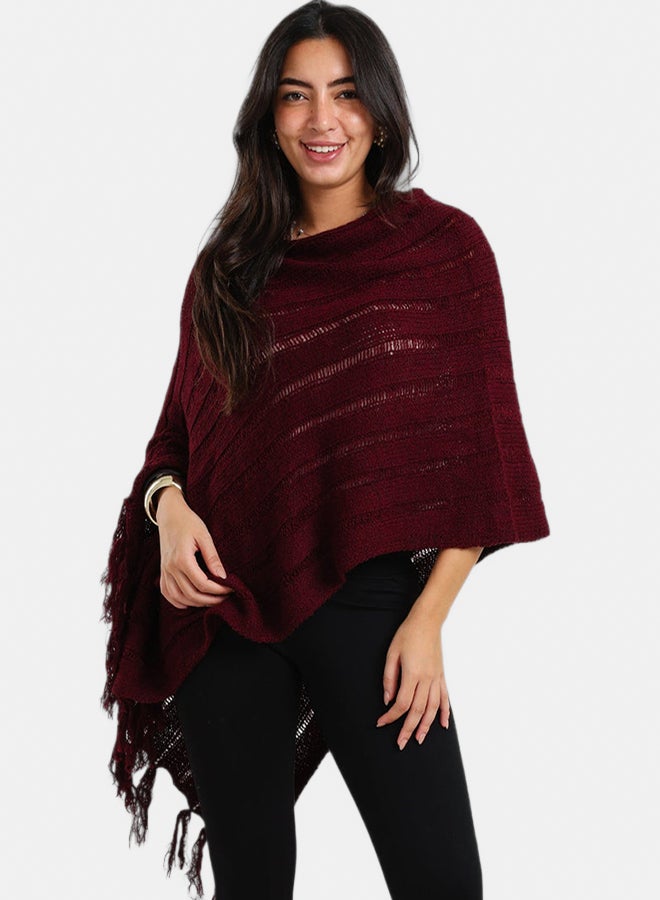 Carina Poncho with Fringe Details - Image 1