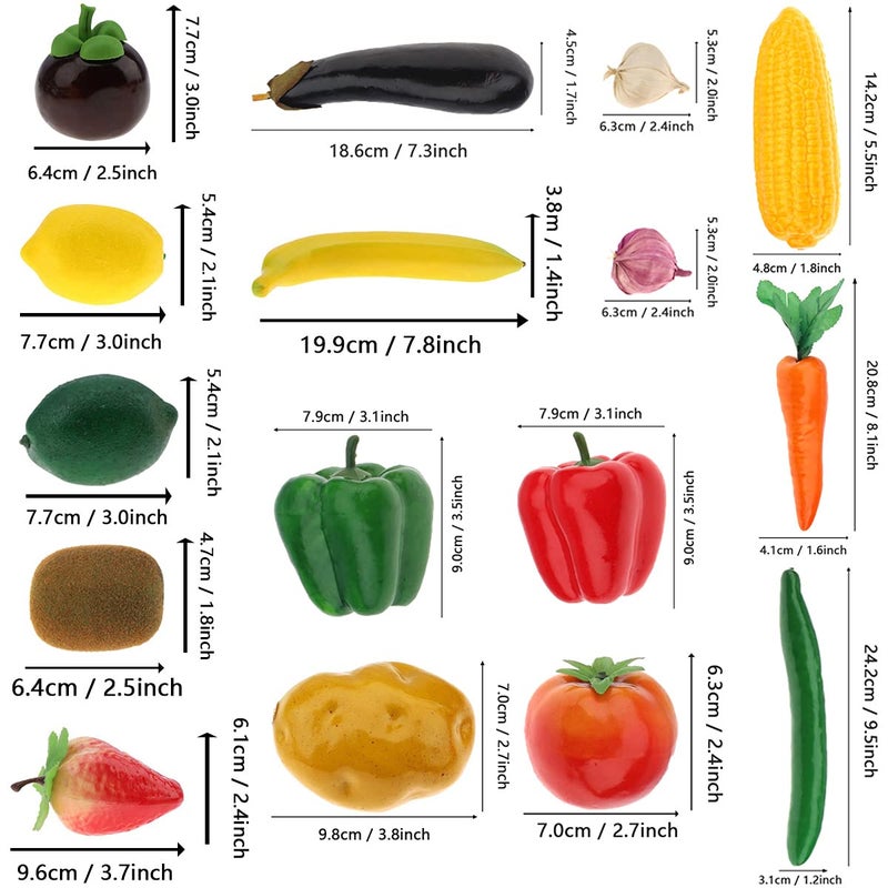 Meiwlong Meiwlong 16 PCS Fake Realistic Plastic Vegetable Artificial Lifelike Fruit Model Decoration Christmas Home Faux Photography Props Garnish Party Festival  - Image 2