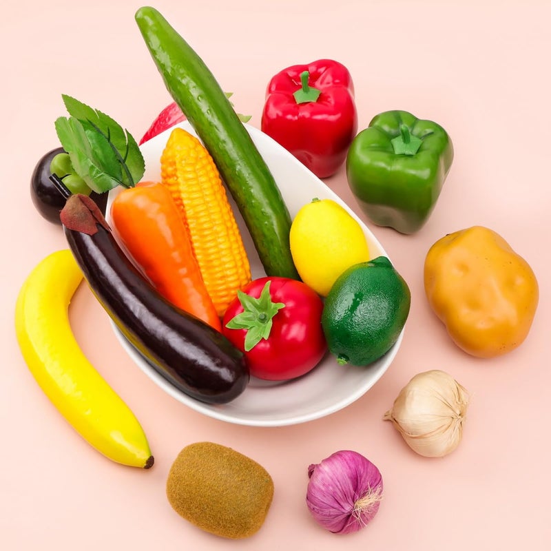 Meiwlong Meiwlong 16 PCS Fake Realistic Plastic Vegetable Artificial Lifelike Fruit Model Decoration Christmas Home Faux Photography Props Garnish Party Festival  - Image 5