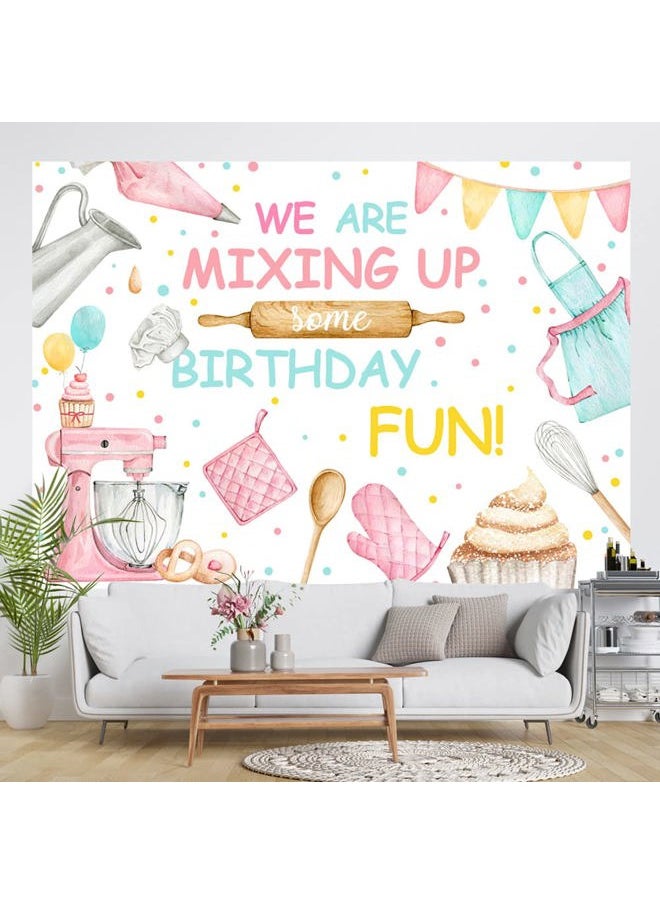 DMI 7×5ft Baking Birthday Backdrop We are Mixing Up Some Birthday Fun Kitchen Cake Party Banner Decorations Girls Cooking Baking Theme Photography Background Photo Booth Props  - Image 4