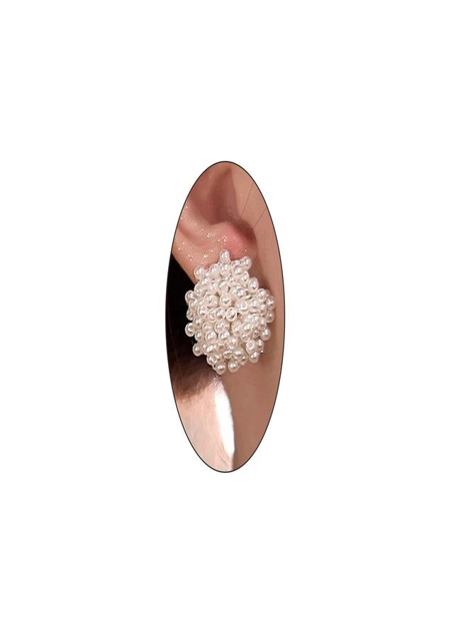 FUTIMELY Large Pearl Flower Cluster Stud Earrings for Women, Wedding, Engagement, Vintage Faux Pearl Ear Jewelry Accessories - Image 1