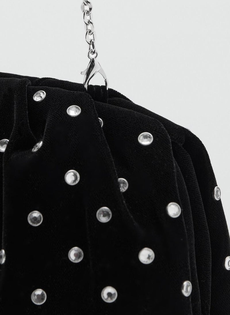 مانجو حقيبة يد مخملية مرصعة بالكريستال - Image 4