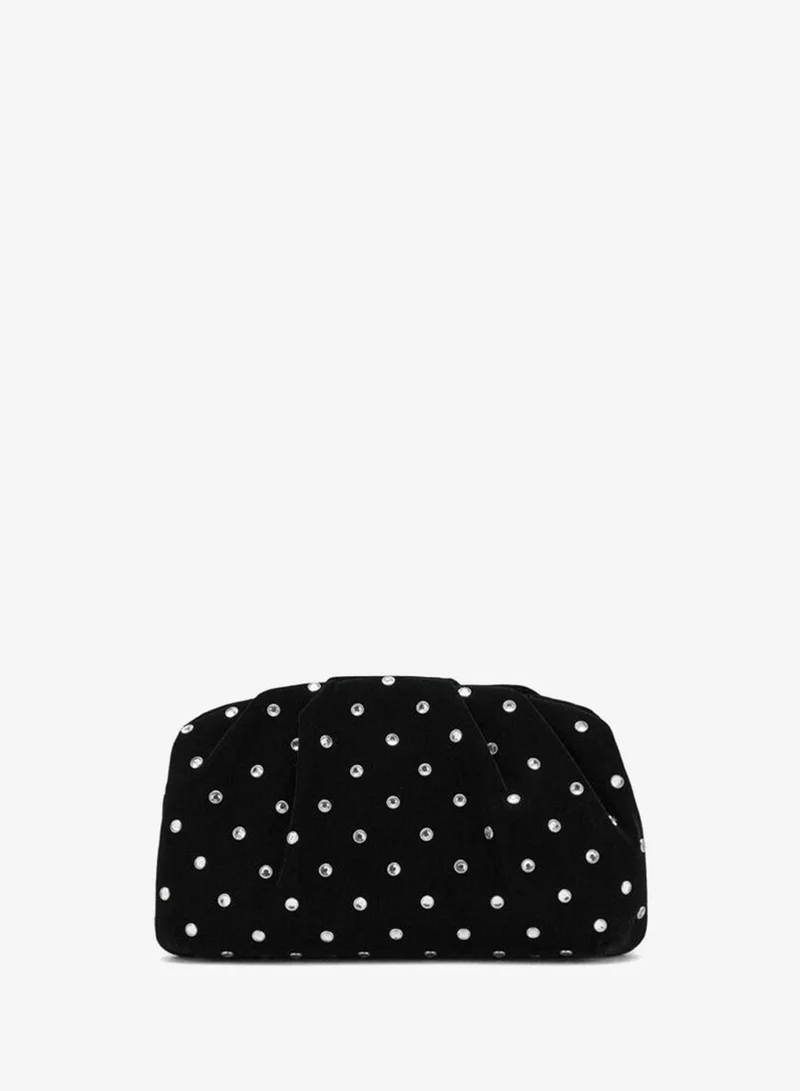 MANGO Velvet strass clutch