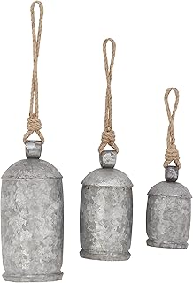 Deco 79 Deco 79 Rustic Metal Rope Cowbell Handmade Hanging Garden Outside Patio Porch Yard Backyard Home Decor, Set of 3 22",  - Image 1
