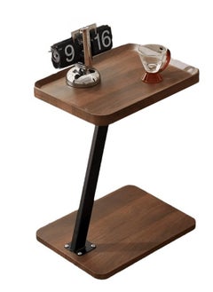 Sharpdo Living Room Sofa Side Table Z-Shaped Coffee Table Walnut Color Steel Frame Side Table 40*30*55CM  - Image 1