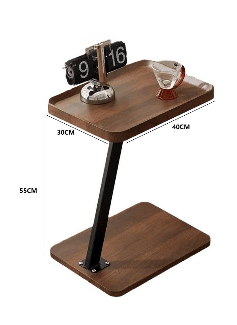 Sharpdo - Living Room Sofa Side Table Z-Shaped Coffee Table Walnut Color Steel Frame Side Table 40*30*55CM - Image 1