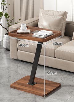 Sharpdo Living Room Sofa Side Table Z-Shaped Coffee Table Walnut Color Steel Frame Side Table 40*30*55CM  - Image 2