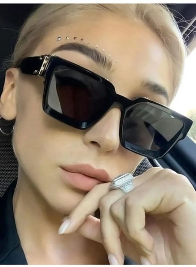 أزياء نظارات شمسية للجنسين الأوروبي - أسود رمادي - Image 4