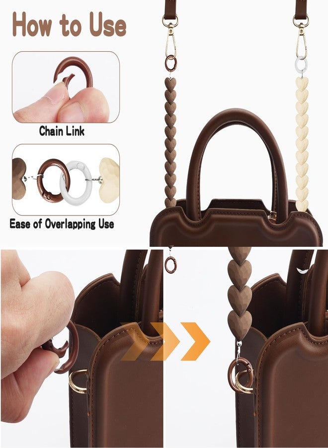 ZLSPTK 2Pcs Purse Extender Chain Heart Bag Extender Chain Brown Purse Strap Extenders Beige Purses Strap Replacement Crossbody Cute Bags Accessories for Women Bag Charms for Handbags Tote Bags Purses Making - Image 3