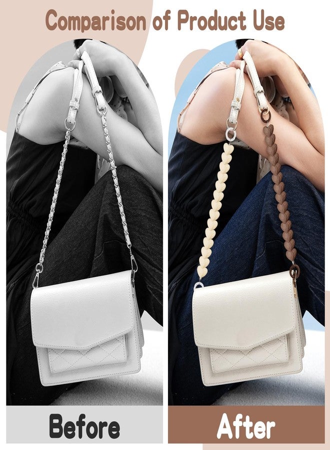ZLSPTK 2Pcs Purse Extender Chain Heart Bag Extender Chain Brown Purse Strap Extenders Beige Purses Strap Replacement Crossbody Cute Bags Accessories for Women Bag Charms for Handbags Tote Bags Purses Making - Image 4