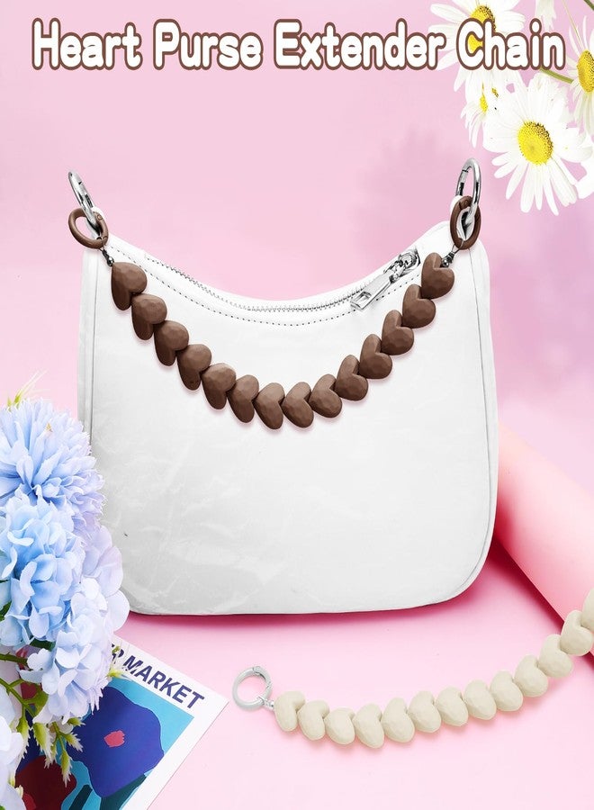 ZLSPTK 2Pcs Purse Extender Chain Heart Bag Extender Chain Brown Purse Strap Extenders Beige Purses Strap Replacement Crossbody Cute Bags Accessories for Women Bag Charms for Handbags Tote Bags Purses Making - Image 2