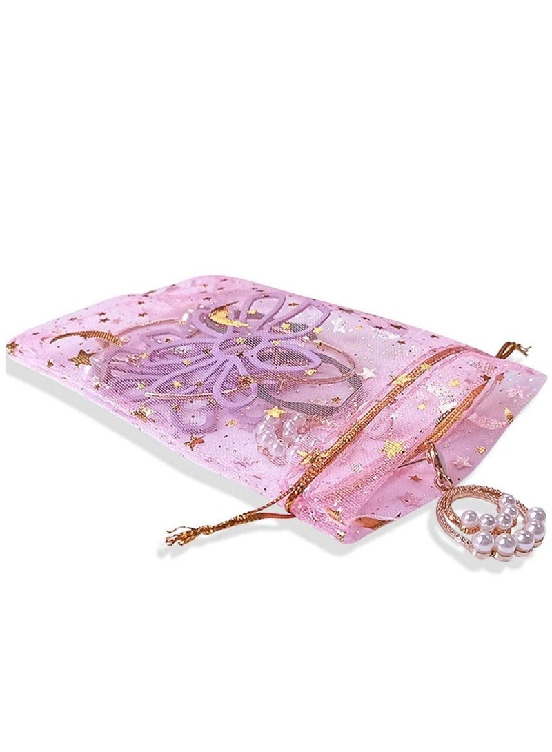 KASTWAVE Moon Star Organza Jewelry Candy Pouch, Gift Bags Pouches for Wedding Party Valentine's Day Drawstring Organza Bags, Jewelry Gift Bags 100Pcs (Mixed Color, 3.5 x 4.7 Inch)  - Image 4