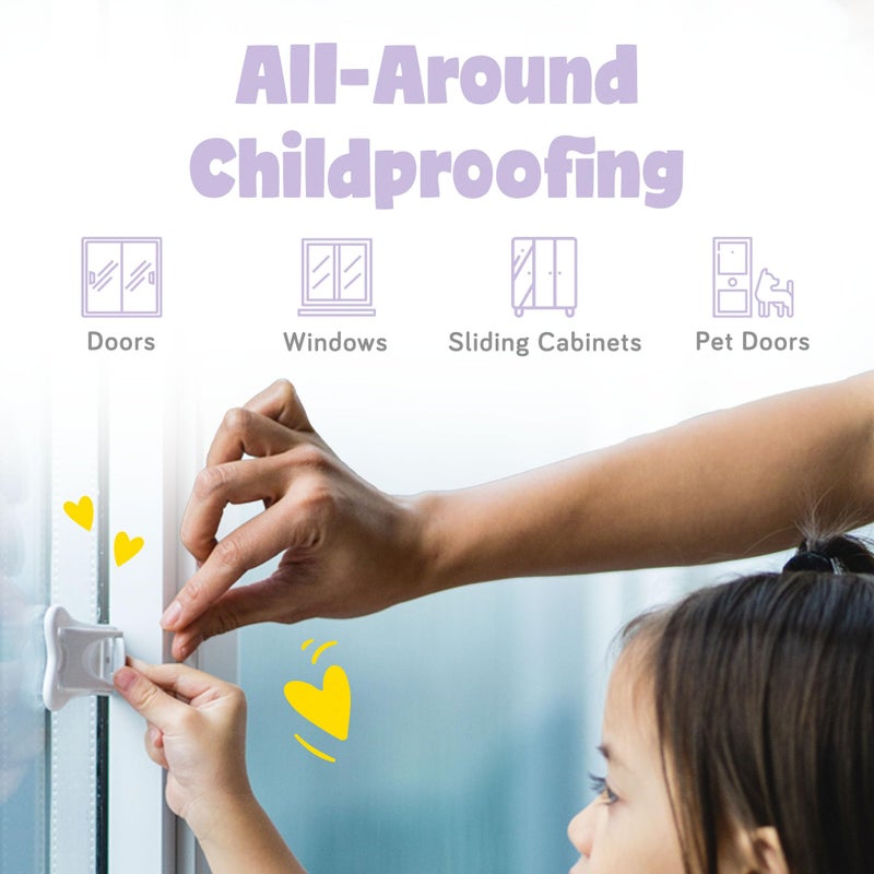 ashtonbee Child Safety Locks for Cabinets and Drawers, Sliding Door Lock, Easy-to-Install Cabinet Locks for Babies, Baby Cabinet Safety Latches, Set of 4, White - Ashtonbee - Image 4