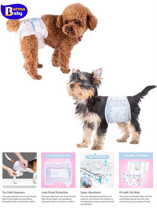 Berma Baby Disposable Pet Diapers for Female Male Dogs, Super Absorbent Soft and Pee Puppy Diapers Female Liners, Including 12pcs/10Pcs Diapers for Dogs and Cats (Small Size/female dog/10pcs) - Image 1