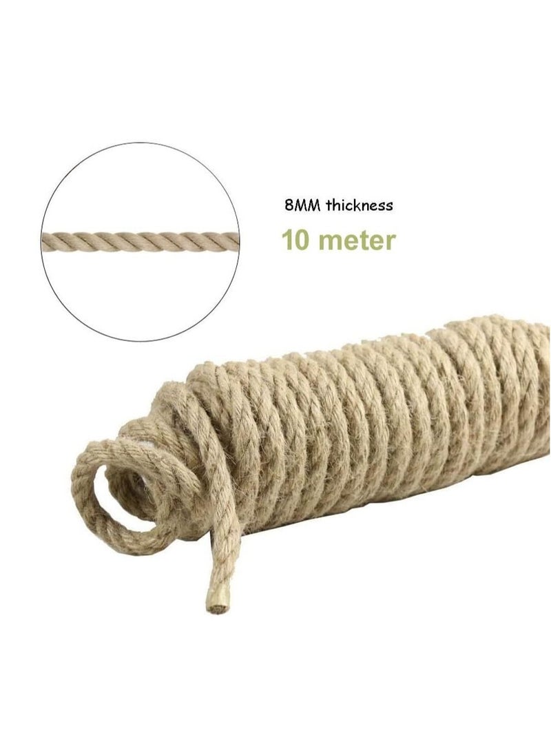 Generic - 10M Jute Rope 8mm Natural Jute Twine Rustic Cord String for DIY Box Packing Wedding Decoration Bundling Wrapping Floristry Arts Crafts - Image 1