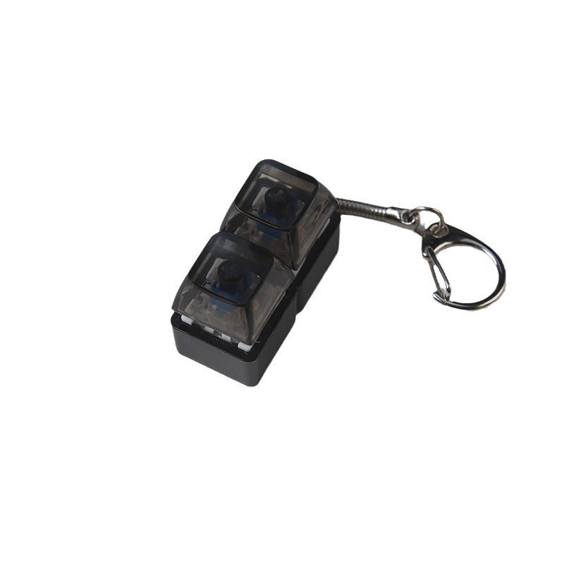 PC fully transparent material decompression shaft tester press sound crisp 2 holes 3 holes 4 holes key chain with light transparent cap 2-hole black transparent with light * 1 