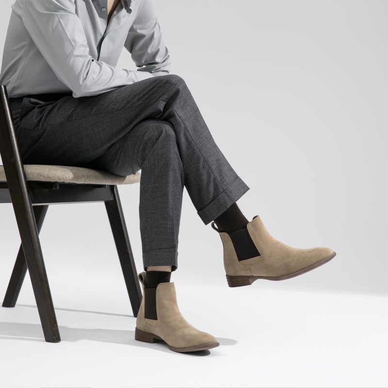 Jousen Men's Chelsea Boots Lightweight Casual Chukka Ankle Boots Classic Elastic Dress Boots For Men (AMY650A Mushroom 10.5) - Image 5