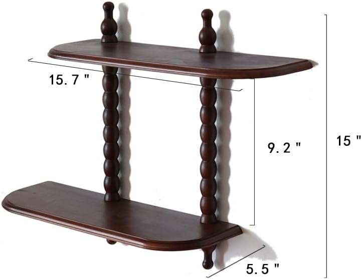 FRIADE 2-Tier Wall Mounted Floating Shelf with Two Roman Column,Decorative Display Shelf for Entrance,Bathroom, Bedroom, Living Room, Kitchen,Office (Dark Brown) - Image 2