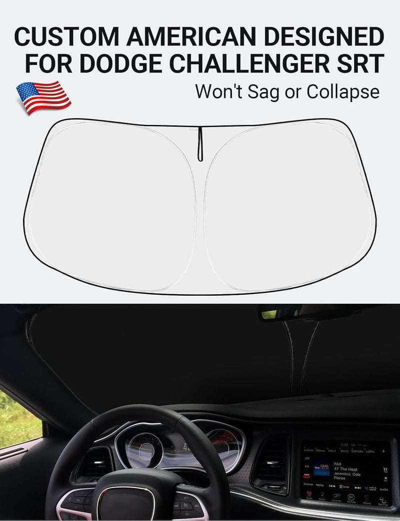 Proadsy Custom Fit Front Windshield Sun Shade for Dodge Challenger - Image 2