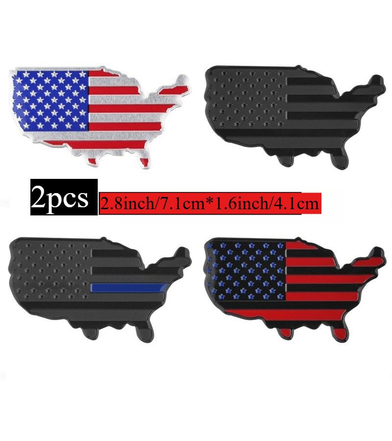Full Black American Flag Map Car Decal Metal Emblem Sticker for Trunk Bike Motorcycle - Image 1