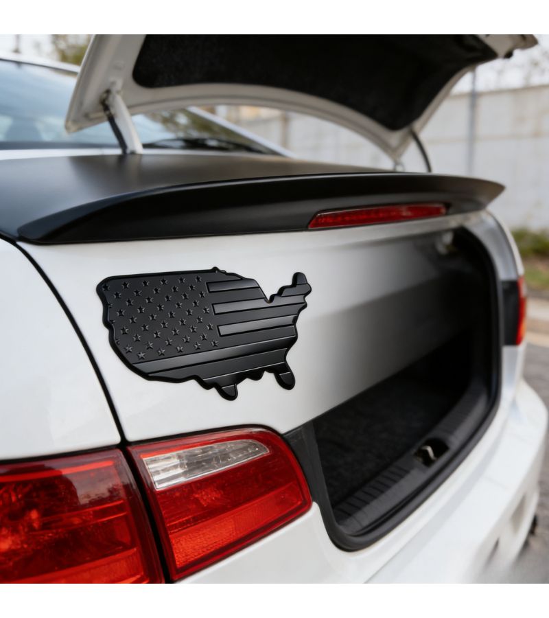 Full Black American Flag Map Car Decal Metal Emblem Sticker for Trunk Bike Motorcycle - Image 3