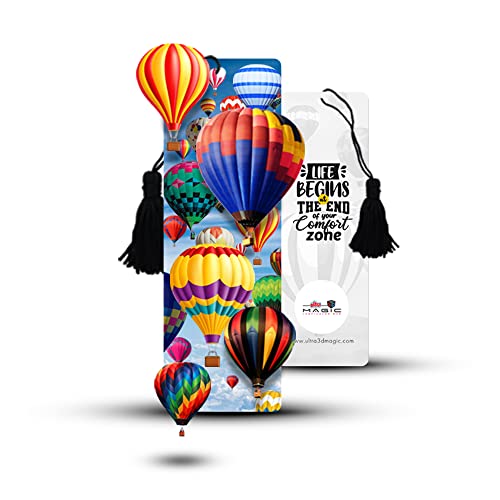 Ultra Premium & Colorful 3D Bookmark for Booklovers & Readers | Hot Air Balloon Theme | Waterproof | Artistic Book Accessory | Eye-Catching | Stunning Design | Ideal Gift | Birthday | Anniversary - Image 1