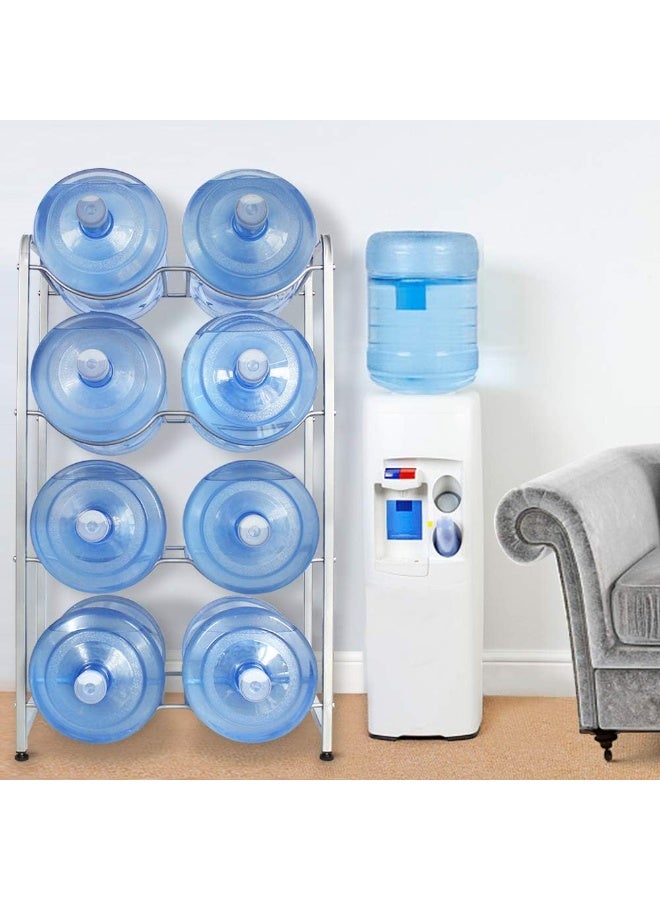 بلومنغ تايم رف تخزين زجاجات مياه متين بأربعة أرفف يتسع لثماني زجاجات، منظم زجاجات قابل للفصل سعة 5 جالونات، مناسب للمنزل والمكتب والمطبخ والمستودع - Image 4