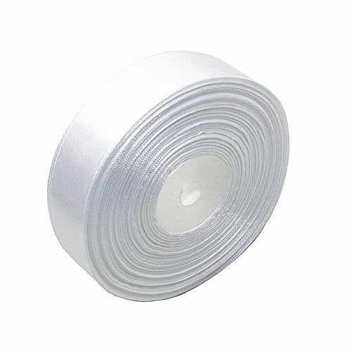 SWTOOL 1" Solid Satin Ribbon 50 Yards Roll for Wedding Details, Sewing Projects, Gift Wrapping, Invitation Embellishments and Crafting Projects Etc (White) - Image 1
