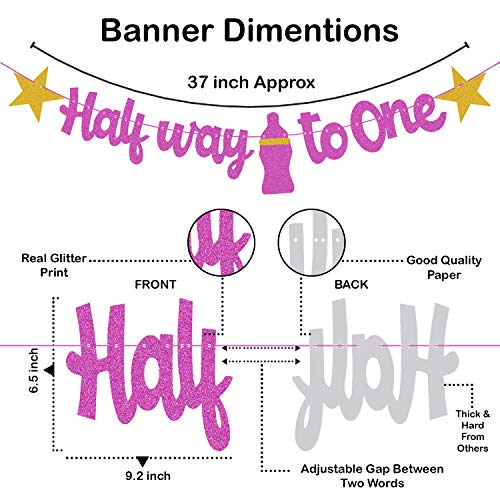 Festiko Pink Half Way To One Birthday Decorations for Girl & Boy,Half Way To One Birthday Decorations For 1/2 Birthday- 43 Pcs, Pink Half Birthday Decoration For Baby Girl. - Image 3