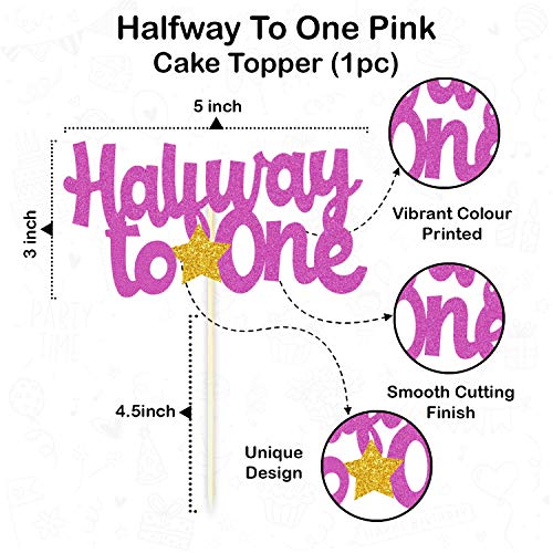 Festiko Pink Half Way To One Birthday Decorations for Girl & Boy,Half Way To One Birthday Decorations For 1/2 Birthday- 43 Pcs, Pink Half Birthday Decoration For Baby Girl. - Image 4