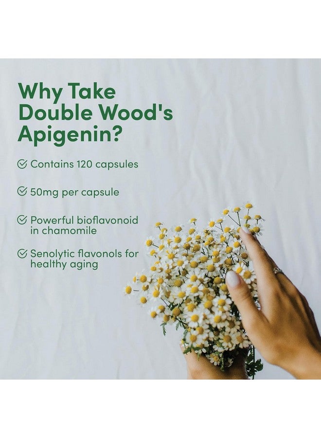 Double Wood Supplements Apigenin Supplement - 50mg per Capsule, 120 Count (Powerful Bioflavonoid Found in Chamomile Tea for Relaxation, Sleep, and Mood) Senolytic Flavonols for Aging (Gluten Free) by Double Wood - Image 4